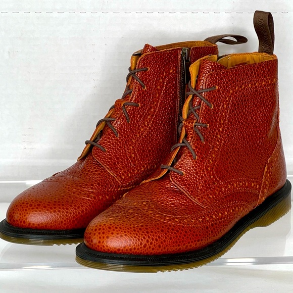 Dr. Martens Delphine Wingtip Boots, Chestnut Brown, EU 41, Women’s 9, Side Zip. - Picture 1 of 8